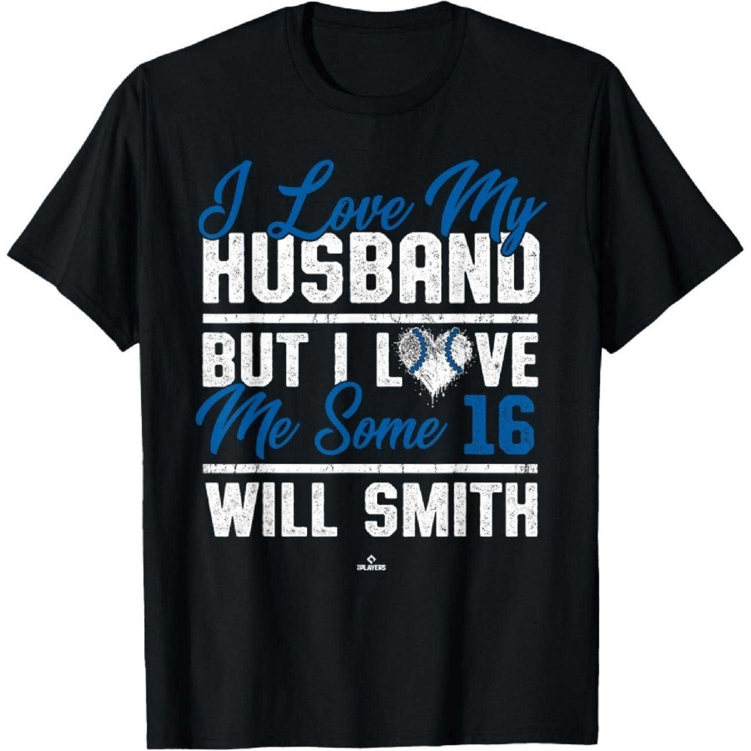 Я люблю своего мужа Уилла Смита Лос-Анджелес Бейсбол MLBPA Футболка XXXXXL чёрный
