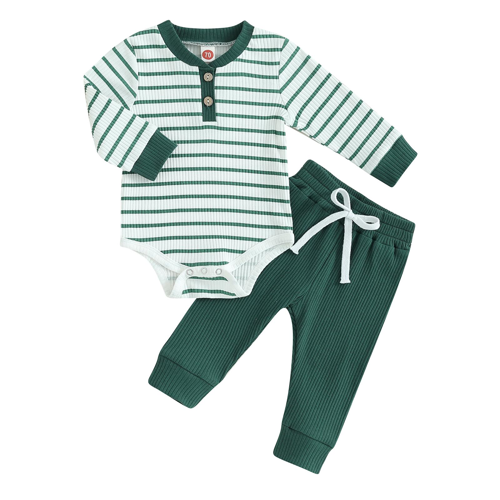 Комплекты брюк из 2 предметов для маленьких девочек, комбинезон на пуговицах с длинными рукавами, 3 мес, 6 мес, 9 мес, 12 мес, 18 мес, 24 мес, однотонные комплекты со штанами на шнуровке 12-18 Months зелёный
