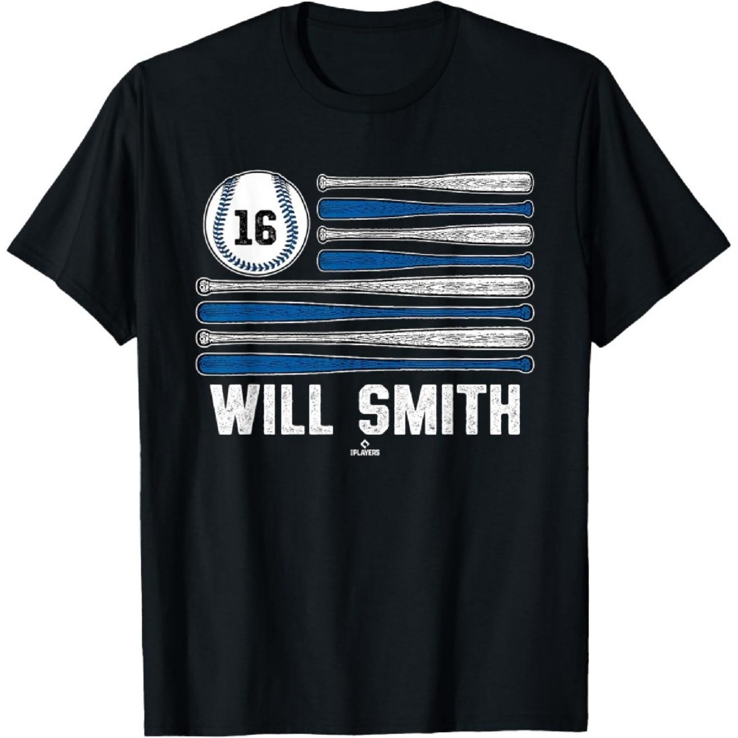 Бейсбол Американский флаг Уилл Смит Лос-Анджелес Бейсбол MLBPA Футболка XXXXXL чёрный